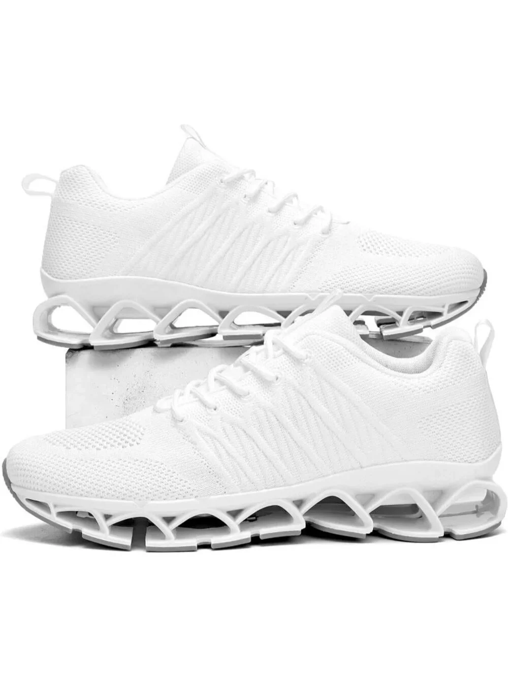 Men's White Comfort Non Slip Tennis Athletic Trainer Slip on Soft Sneaker Shoes